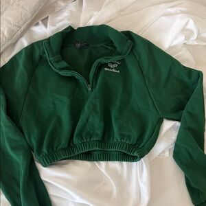 Forever 21 Forest Green Cropped Hoodie